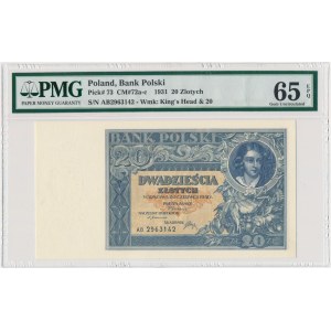 20 złotych 1931 - AB - PMG 65 EPQ - rzadszy wariant
