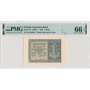 1 złoty 1940 - B - PMG 66 EPQ