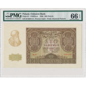 100 złotych 1940 ZWZ - B - PMG 66 EPQ