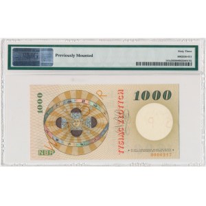 1.000 złotych 1965 - SPECIMEN - A 0000000 - PMG 63