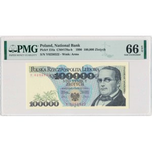 100.000 złotych 1990 - Y - PMG 66 EPQ - rzadka seria