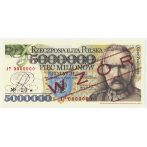 5 milionów złotych 1995 WZÓR - JP 0000000 - seria od Janusz Parchimowicz