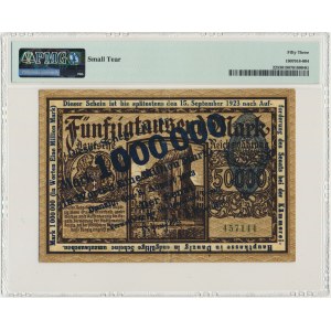 Danzig 1 milion mark 1923 - navy blue overprint - PMG 53