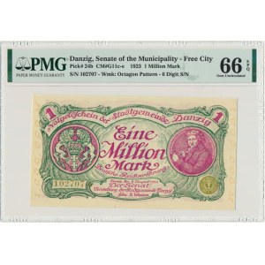 Danzig 1 milion mark 08 August 1923 - no. 6 digits with ❊ - PMG 66 EPQ
