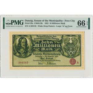 Danzig 10 milion mark 1923 - A - PMG 66 EPQ
