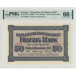 Kowno 50 marek 1918 - F - PMG 66 EPQ - PIĘKNY