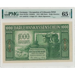 Kowno 1.000 marek 1918 - 6 cyfr - PMG 65 EPQ