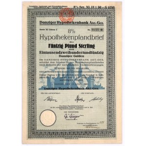 Gdańsk, Danziger Hypothekenbank AG, 8% list zastawny 1926, seria XI, 50 funtów