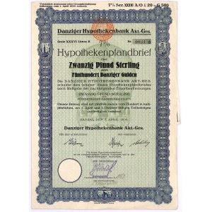 Gdańsk, Danziger Hypothekenbank AG, 7% list zastawny 1930, seria XXXVI, 20 funtów