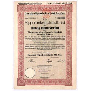 Gdańsk, Danziger Hypothekenbank AG, 7% list zastawny 1928, seria XXXI, 50 funtów