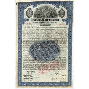 7% pożyczka stabilizacyjna 1927, obligacja $1.000, TRANCHE FRANCAISE - RZADKOŚĆ