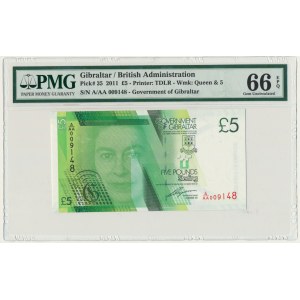 Gibraltar 5 funtów 2011 - PMG 66 EPQ