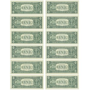 USA, 1$ 1969, Full set of all district serial letters A - L (12pcs.)
