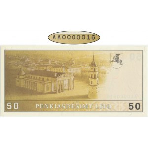 Lithuania, 50 litu 1991 - AA 0000016 - LOW SERIAL NUMBER