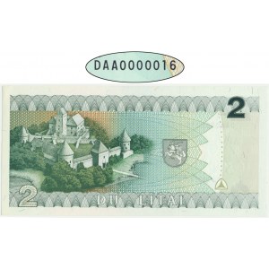 Lithuania, 2 litu 1993 - DAA 0000016 - LOW SERIAL NUMBER