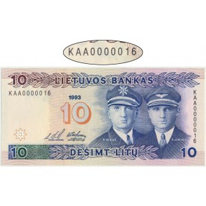 Litwa, 10 litów 1993 - KAA 0000016 -