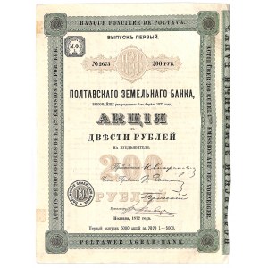 Bank Ziemski w Połtawie, akcja 200 rubli, 1 emisja 1872