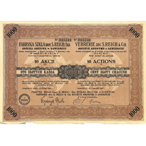 Fabryka Szkła dawniej S.Reich, 10 x 100 złotych 1930 - RZADKA