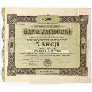 Bank Zachodni, Em.I, 5x 100 zł 1929