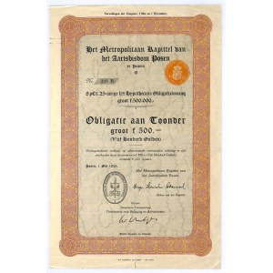 Archidiecezja Poznań (Posen), obligacja 500 guldenów, 1928