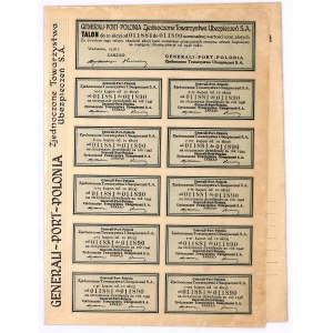 GENERALI-PORT-POLONIA Zjednoczone Tow. Ubezpieczeń, 10x 100 złotych 1938