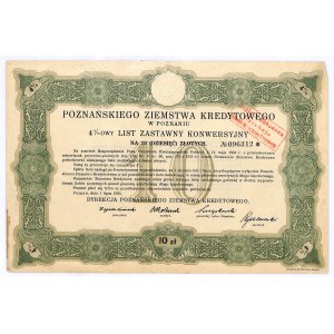 Poznańskie Ziemstwo Kredytowe, 4% list zastawny konwersyjny 1925, 10 zł