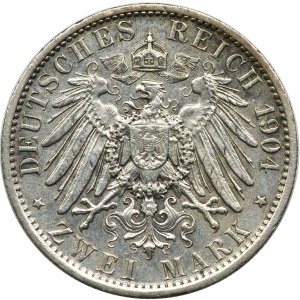Niemcy, Meklenburgia-Szwerin, Fryderyk Franciszek IV, 2 marki zaślubinowe Berlin 1904 A