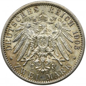 Niemcy, Saksonia-Weimar-Eisenach, Wilhelm Ernest, 2 marki zaślubinowe Berlin 1903 A