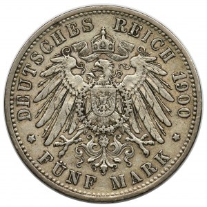 Niemcy, Badenia, Fryderyk I, 5 marek Karlsruhe 1900 G