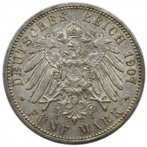 Niemcy, Królestwo Prus, Wilhelm II, 5 marek Berlin 1907 A
