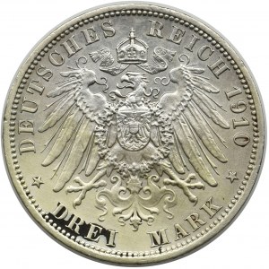 Germany, Prussia Kingdom, Wilhelm II, 3 mark Berlin 1910 A