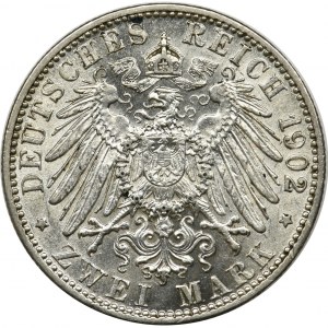 Niemcy, Badenia, Fryderyk I, 2 marki Karlsruhe 1902 G