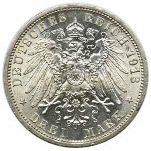 Germany, Prussia, William II, 3 mark Berlin 1913 A