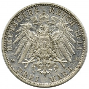 Niemcy, Bawaria, Otto, 3 marki Monachium 1911 D