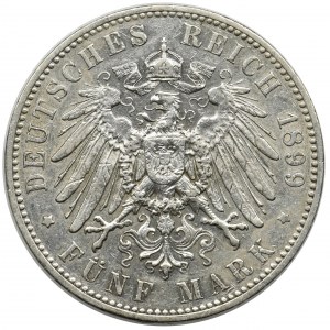 Germany, Saxony, Albert, 5 mark Muldenhütten 1899 E