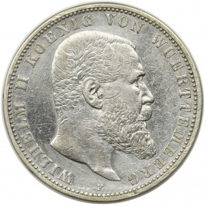 Germany, Württemberg, Wilhelm II, 5 mark Stuttgart 1900 F