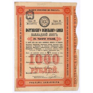 Bank Ziemski w Połtawie, 4,5% list zastawny, seria 28, 1915, 1.000 rubli