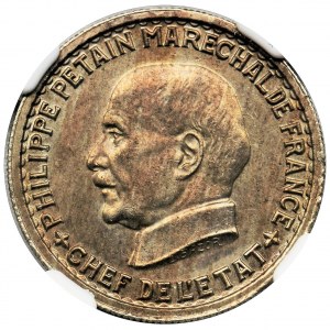 Francja, Vichy, Marszałek Petain, 5 franków Paryż 1941 - NGC MS63 - RZADKIE