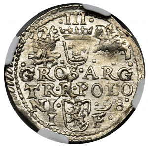 Sigismund III Vasa, 3 Groschen Olkusz 1598 - NGC UNC DETAILS