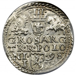 Zygmunt III Waza, Trojak Olkusz 1598 - PCGS AU55 - NIENOTOWANY