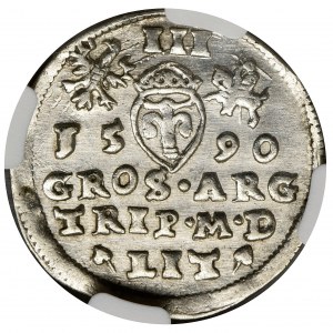 Sigismund III Vasa, 3 Groschen Vilnius 1590 - NGC AU58 - RARE