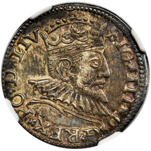 Sigismund III Vasa, 3 Groschen Riga 1591 - LIV - NGC MS62 - LIV