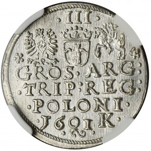Sigismund III Vasa, 3 Groschen Krakau 1601 - NGC MS62