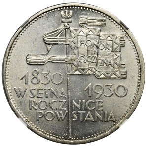 Sztandar, 5 złotych 1930 - NGC MS64 - stempel płytki - WYŚMIENITY