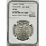 Revolution, 5 zlotych 1930 - NGC MS64 - low relief