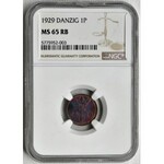 Free City of Danzig, 1 pfennig 1929 - NGC MS65 RB