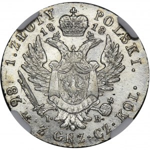 Królestwo Polskie, 1 złoty Warszawa 1818 IB - NGC AU58