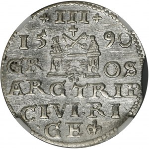 Sigismund III Vasa, 3 Groschen Riga 1590 - NGC MS62 - RARE