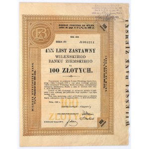 Wileński Bank Ziemski, 4,5% list zastawny 1926, seria 1, 100 zł