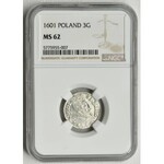 Zygmunt III Waza, Trojak Poznań 1601 - NGC MS62 - bez P